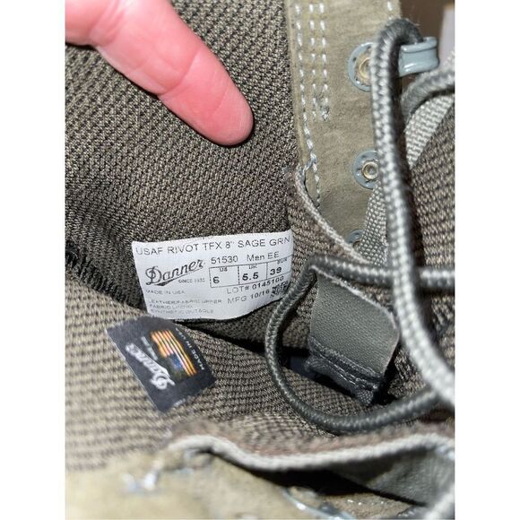 Danner Men's 51530 Military USAF Rivot TFX 8" Sage Green Boots Vibram SIze 6EE - Picture 9 of 9